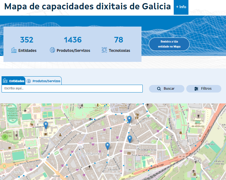 O Mapa de Capacidades Dixitais de Galicia ofrece información sobre máis de 350 empresas e 1.300 produtos e servizos