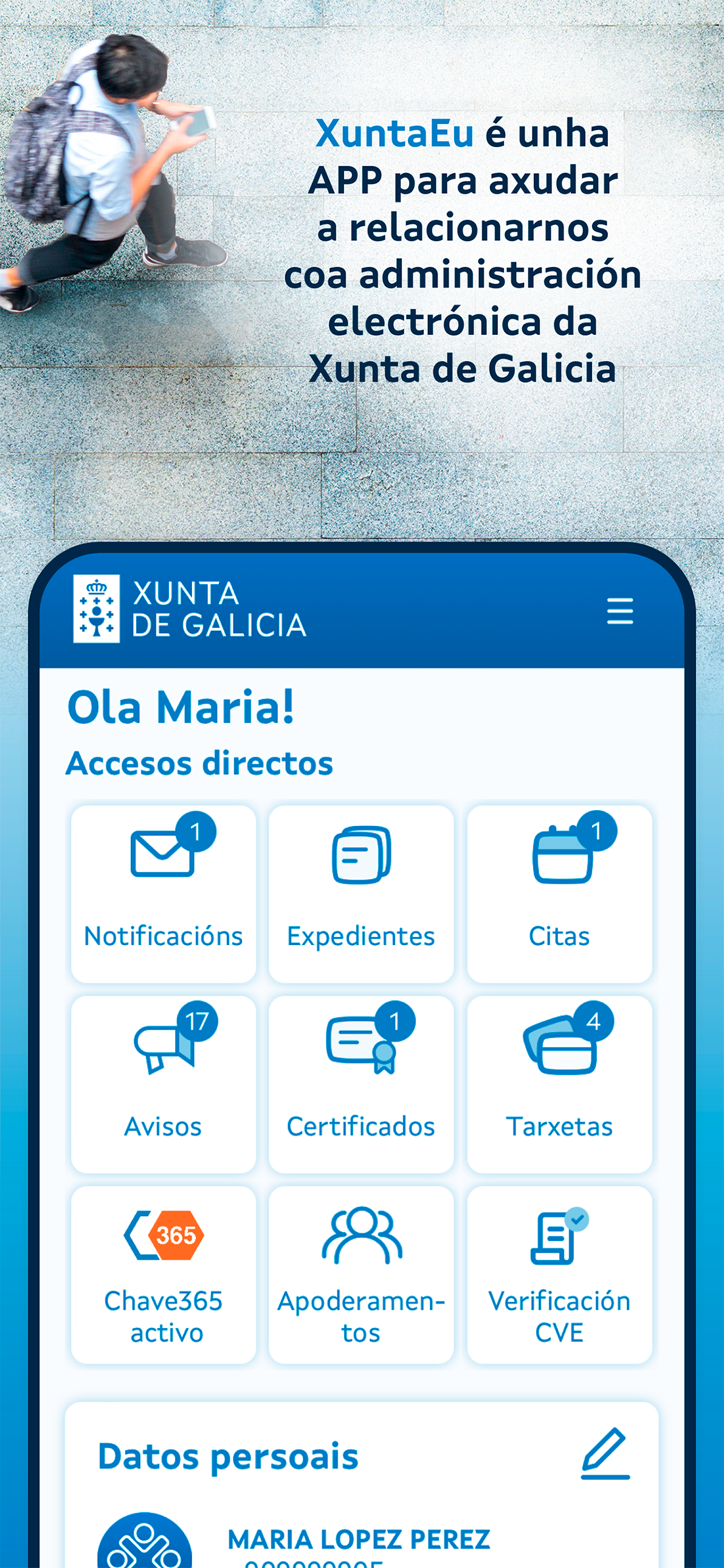 XuntaEU concentra nunha aplicación para móbiles os principais servizos da Administración dixital