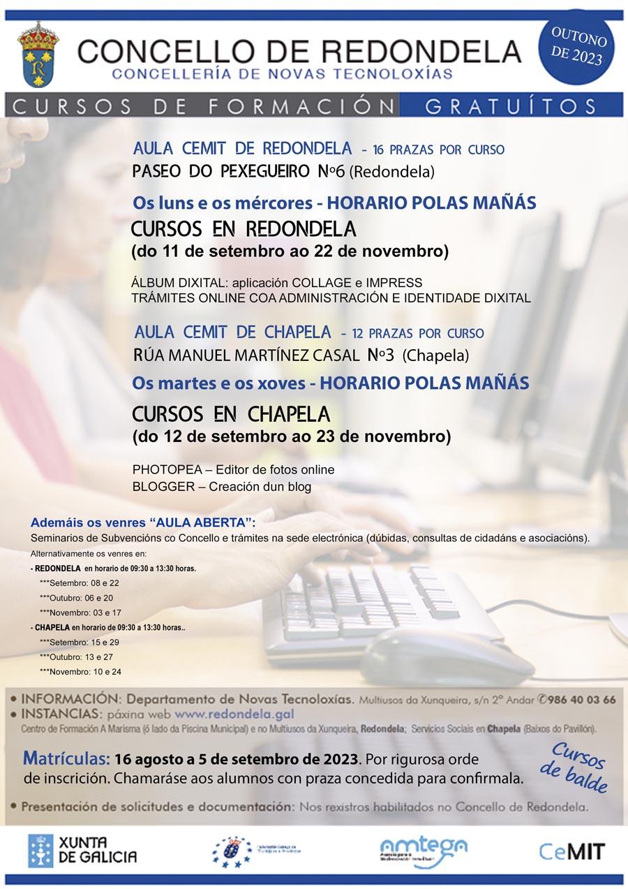 Redondela rematará o verán con cursos de informática gratuítos para o público en xeral