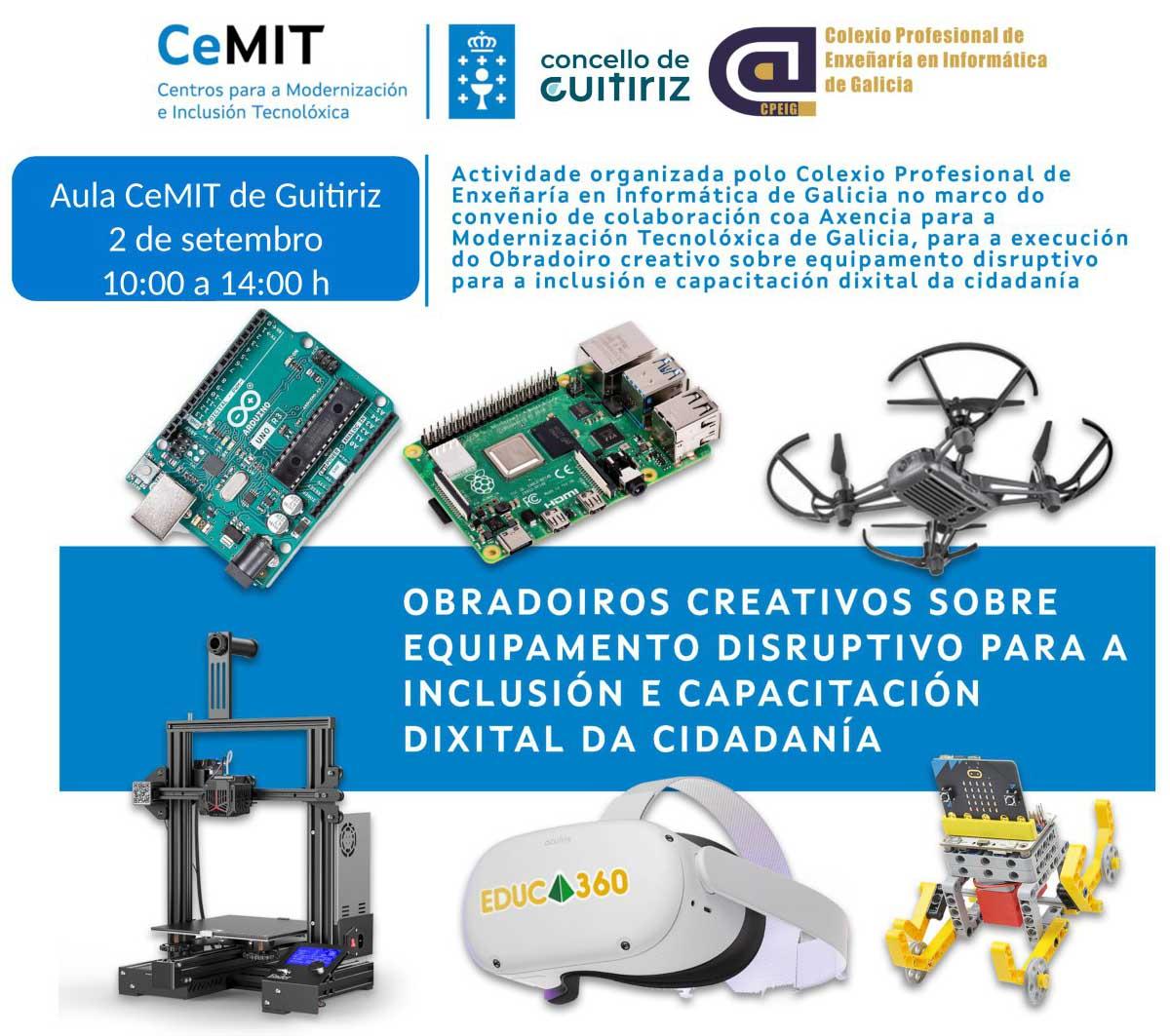 A Aula CeMIT de Guitiriz comeza setembro cun obradoiro creativo sobre tecnoloxías disruptivas